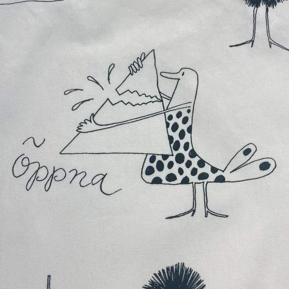 IKEA Tea Towel Quirky Illustration Bird Creatures Print White Black Oppna Stanga - Picture 6 of 12
